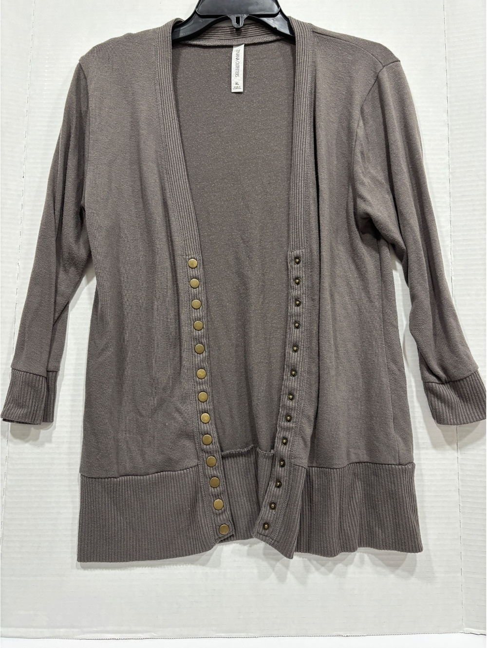 Zenana Outfitters taupe snap front cardigan XL